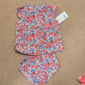 Carter's Red and Blue Floral Kids Matching Set
